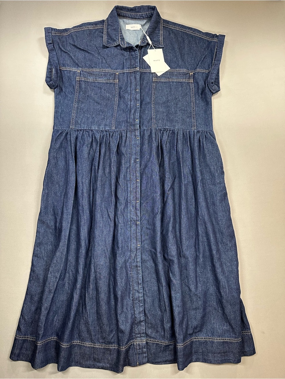NWT Maye Harper Denim Dress, Midi Button-Up Shirt Dress - Womens Large